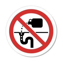 ISO Prohibition Circular Sign: No Dumping (Drain) Symbol