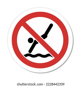 ISO Prohibition Circular Sign: No Diving Symbol