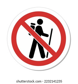 ISO Prohibition Circular Sign: No Hiking Symbol
