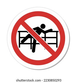 ISO Prohibition Sign: Do Not Climb Over Railing Symbol