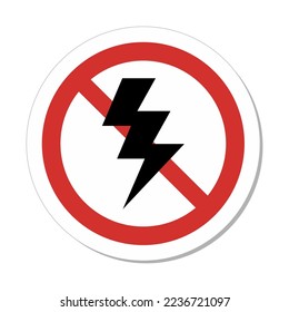 ISO Prohibition Sign: Lightning and Thunder Storm Symbol