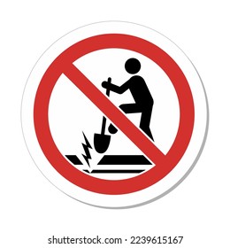 ISO Prohibition Sign: No Digging Underground Electrical Cable Symbol