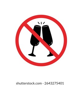 ISO Prohibition Sign: No Drinking Symbol , Drinking Glass Icon. Suitable for posters and web icons