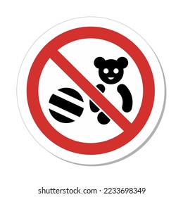 Signo de prohibición ISO: No hay niños de juguete Pansy niños pequeños Símbolo de zona