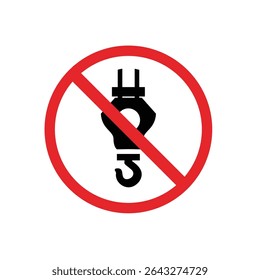 ISO Prohibition Sign , warning symbol for hook pulley, industrial hazard sign icon