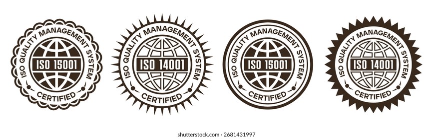 ISO quality management system certified badge vector design labels