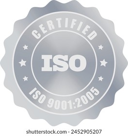 ISO Seal in Silver , ISO Stamp, Certified Company Certificate, ISO 9001:2005, Quality Certificate, Silver