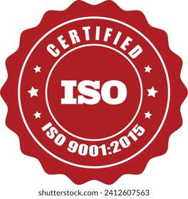 ISO-Siegel, ISO-Stempel, Zertifiziertes Unternehmen ISO 9001:2015 Blauer Vektor, Qualitätszertifikat