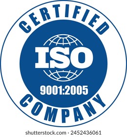 ISO Seal , ISO Stamp, Certified Company Certificate, ISO 9001:2005 Blue, Quality Certificate