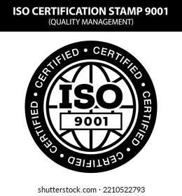 ISO stamp quality. International Organization for Standardization stamp 9001. Popular standards ISO. Quality management certification.