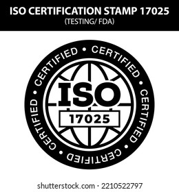 ISO stamp quality. International Organization for Standardization stamp 17025. Popular standards ISO. Testing FDA certification. svg