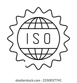 Icono de línea estándar ISO. Vector estándar ISO. Ilustración negra aislada del símbolo del contorno