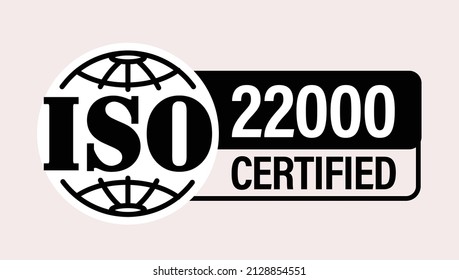 ISO standards quality control. ISO 22000 certified vector icon