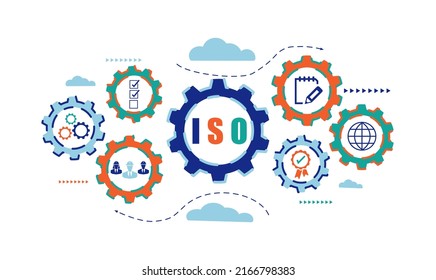 ISO standards quality control assurance warranty business technology concept. ISO banner icon concept vector illustrator infographic design.