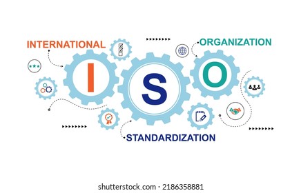 ISO standards quality control assurance warranty business technology concept. ISO banner icon concept vector illustrator infographic design.