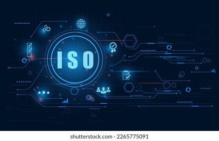 concepto de tecnología empresarial de garantía de garantía de control de calidad de normas ISO. Icono de banner ISO ilustrador vectorial de concepto.