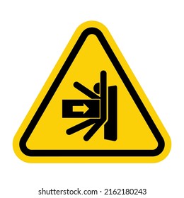 Signo de advertencia del triángulo ISO: Fuerza de aplastamiento del cuerpo desde el símbolo lateral