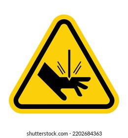 ISO Triangle Warning Sign: Cut or Sever Hazard Symbol