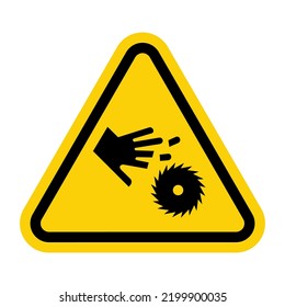 ISO Triangle Warning Sign: Cutting of Fingers or Hand with Rotating Blade Symbol