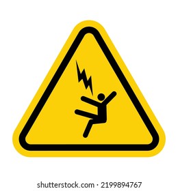 ISO Triangle Warning Sign: Electrocution Voltage Hazard Symbol