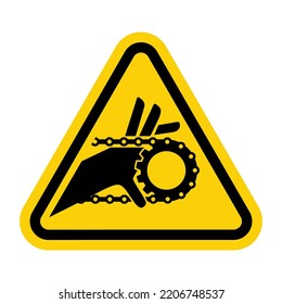 ISO Triangle Warning Sign: Hand Entanglement Chain Drive Symbol