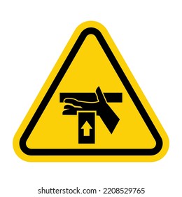 ISO Triangle Warning Sign: Hand Crush Force From Below Symbol