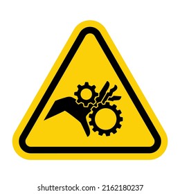 ISO Triangle Warning Sign: Pinch Point Entanglement Crush Gears Symbol