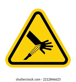 Signo de advertencia del triángulo ISO: Puntuación de la piel Símbolos de chorro de agua de aire a presión