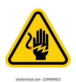 ISO Triangle Warning Sign: Voltage Hand Shock Symbol