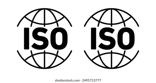 ISO vector icon set in black color.
