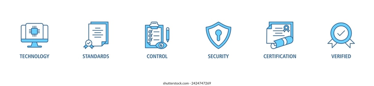 ISO27001 banner web icono vector concepto de ilustración para el sistema de gestión de seguridad de la información (SGSI) con un icono de tecnología, normas, control, seguridad, certificación y verificado