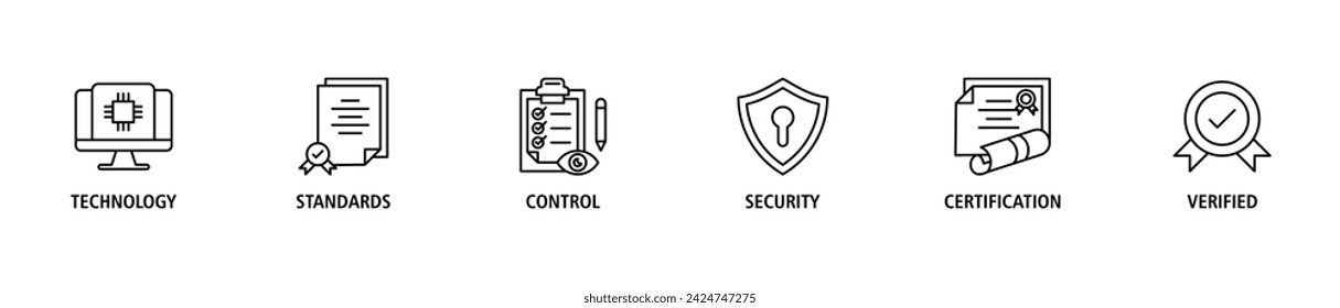 ISO27001 banner web icon vector illustration concept for information security management system (ISMS) with an icon of technology, standards, control, security, certification, and verified