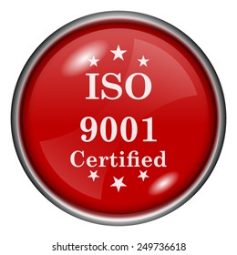 ISO9001 icon. Internet button on white background. 