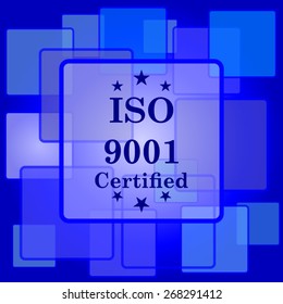 ISO9001 icon. Internet button on abstract background. 