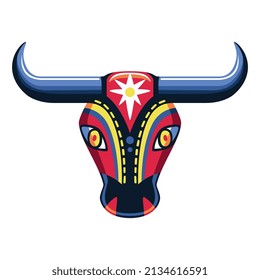 Isoalted barranquilla carnival bull mask Colombian fplklore Vector illustration