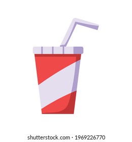 Isoalted icon of disposable cup with straw