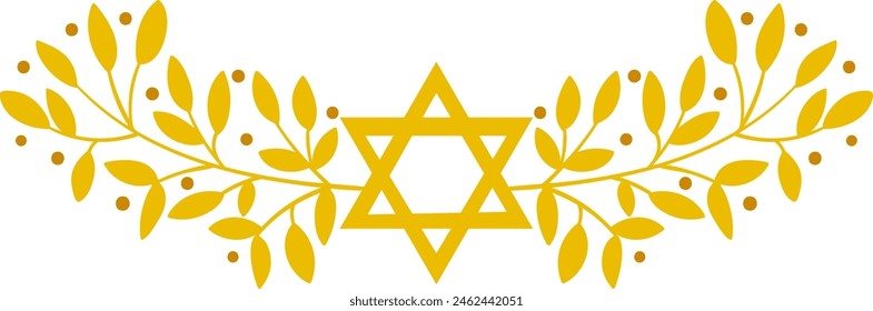 Isoalted jewish floral design with star of David symbol