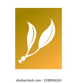 Isoalted leaves icon in a golden button. Spa logo. Vector illustration design