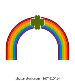 Isoalted rainbow icon with clovers. Saint patrticks icons - Vector