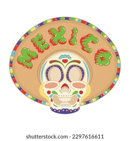 Isoalted traditional mexican skull cartoon Vector illustration