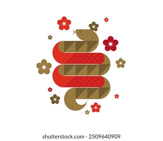 Isoated snake geometrical illustration, chinese New 2025 Year symbol