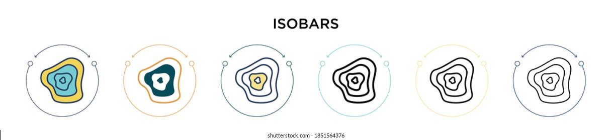 Isobars icon in filled, thin line, outline and stroke style. Vector illustration of two colored and black isobars vector icons designs can be used for mobile, ui, web