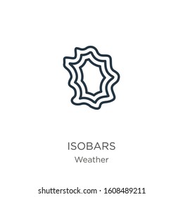 Isobars icon. Thin linear isobars outline icon isolated on white background from weather collection. Line vector sign, symbol for web and mobile
