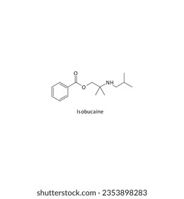 Isobucaine flat skeletal molecular structure Local Anesthetic drug used in local anasthesia, pain treatment. Vector illustration.