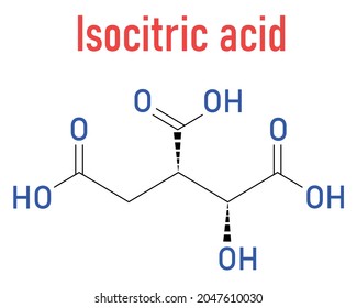 Isocitric acid molecule. Skeletal formula.