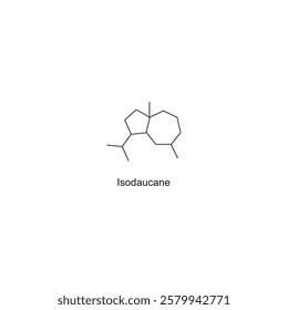 Isodaucane skeletal structure.Sesquiterpene compound schematic illustration. Simple diagram, chemical structure.