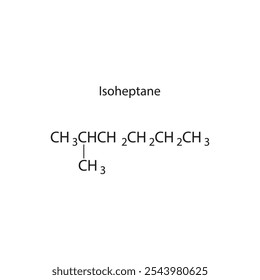 Diagrama de estrutura esquelética iso-heptano. Molécula orgânica composta ilustração científica.
