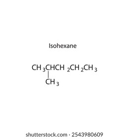 Diagrama de estrutura esquelética de iso-hexano. Molécula orgânica composta ilustração científica.