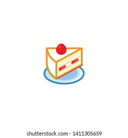 Isolatad Cake Vector Icon, Emoji, Emoticon