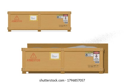 Isolate asbestos container on white background
